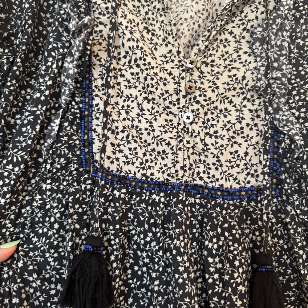 Sea New York Ruffle Rory Blue Beaded Dress - Picture 4 of 8